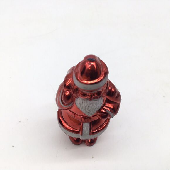 Vtg Mid Century Christmas Hard Plastic Celluloid Red Shiny Santa Figure Ornament - Picture 8 of 9